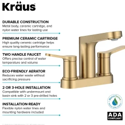 Clearance Indy 2-Handle 4-inch Centerset Bathroom Faucet in Spot-Free Brushed Brass 4