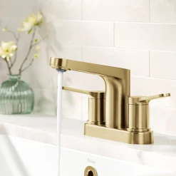 Clearance Indy 2-Handle 4-inch Centerset Bathroom Faucet in Spot-Free Brushed Brass 4