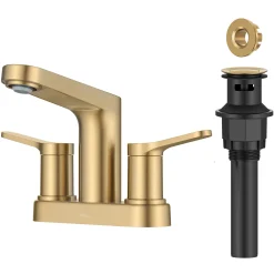 Clearance Indy 2-Handle 4-inch Centerset Bathroom Faucet in Spot-Free Brushed Brass 4