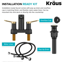 Sale Indy 2-Handle 4-inch Centerset Bathroom Faucet in Matte Black with Brushed Brass 4" Center Set