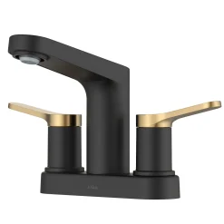 Sale Indy 2-Handle 4-inch Centerset Bathroom Faucet in Matte Black with Brushed Brass 4