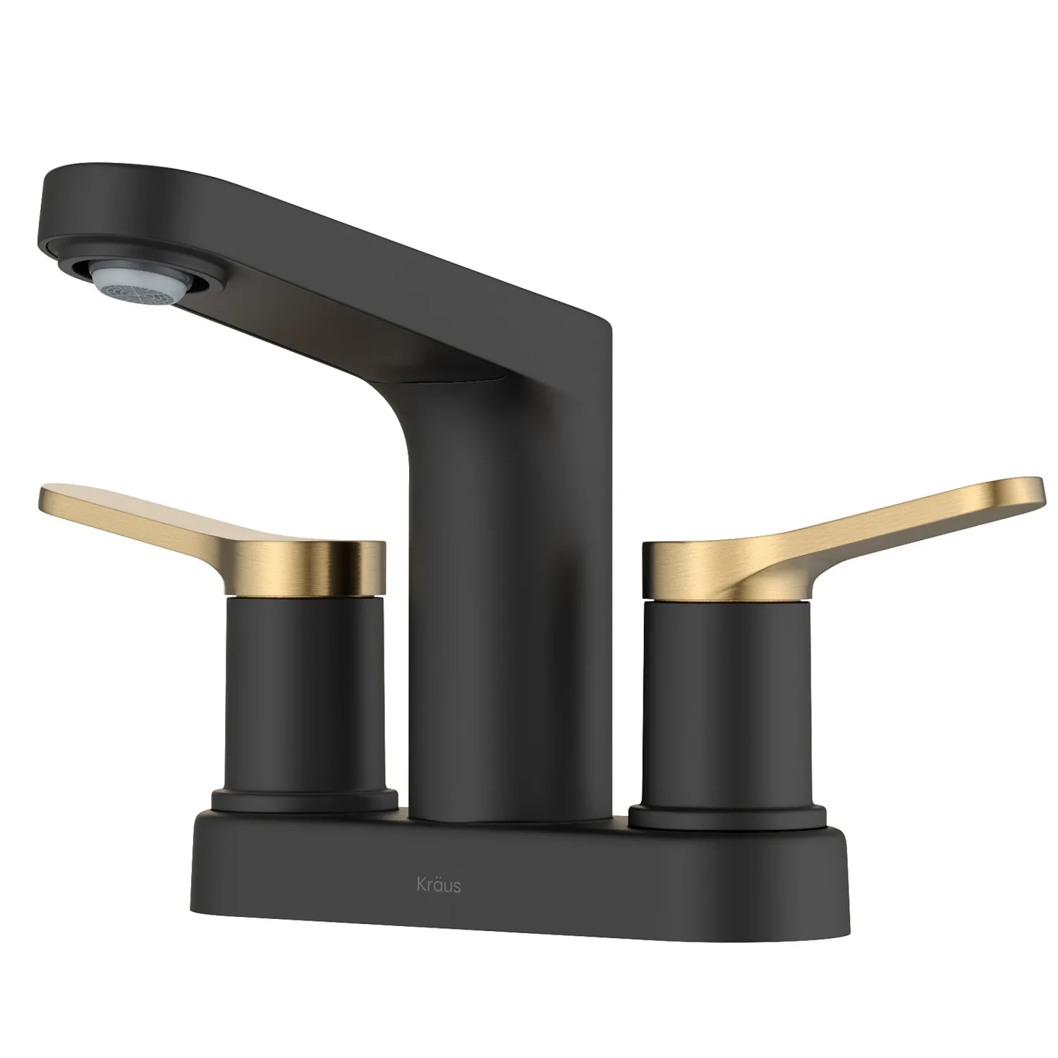 Sale Indy 2-Handle 4-inch Centerset Bathroom Faucet in Matte Black with Brushed Brass 4" Center Set