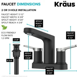 Best Indy 2-Handle 4-inch Centerset Bathroom Faucet in Matte Black with Brushed Nickel 4