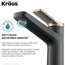Discount Indy Single Handle Bathroom Faucet in Spot Free Stainless Steel/Matte Black Single Hole