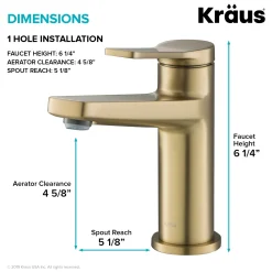 Indy Single Handle Bathroom Faucet with Matching Pop-Up Drain in Brushed Gold Single Hole