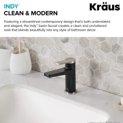 Outlet Indy Single Handle Bathroom Faucet with Matching Pop-Up Drain in Spot Free Stainless Steel/Matte Black/Satin Nickel Single Hole