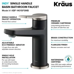 Outlet Indy Single Handle Bathroom Faucet with Matching Pop-Up Drain in Spot Free Stainless Steel/Matte Black/Satin Nickel Single Hole