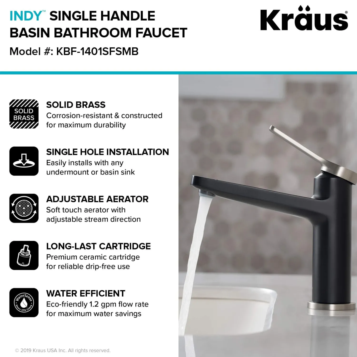 Outlet Indy Single Handle Bathroom Faucet with Matching Pop-Up Drain in Spot Free Stainless Steel/Matte Black/Satin Nickel Single Hole