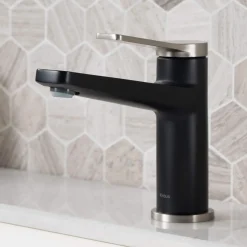 Outlet Indy Single Handle Bathroom Faucet with Matching Pop-Up Drain in Spot Free Stainless Steel/Matte Black/Satin Nickel Single Hole