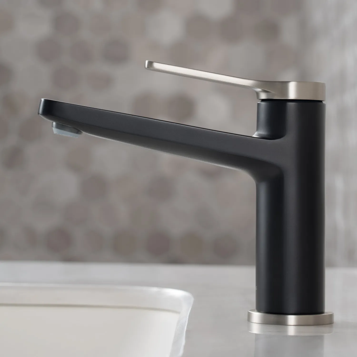 Online Indy Single Handle Bathroom Faucet with Matching Pop-Up Drain in Spot Free Stainless Steel/Matte Black/Matte Black Single Hole