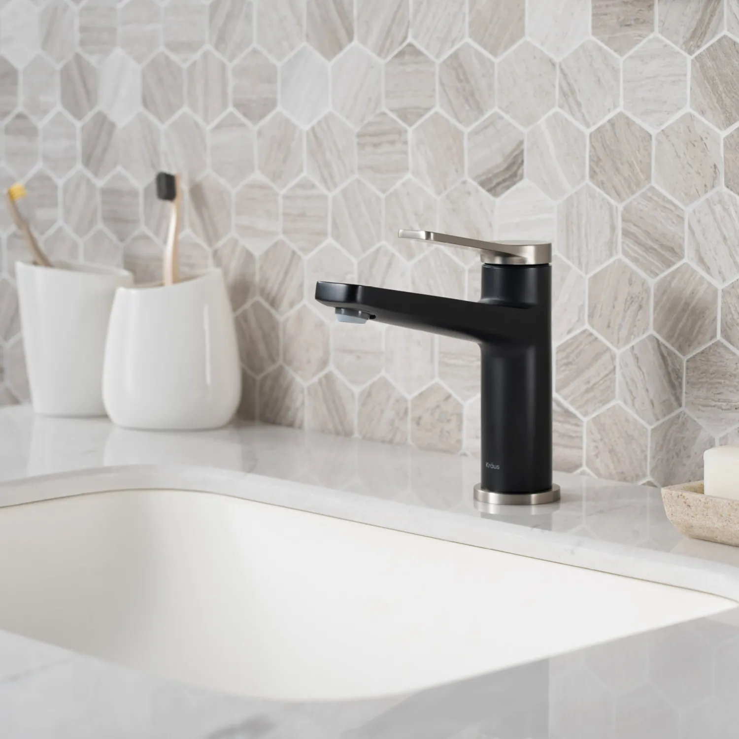 Online Indy Single Handle Bathroom Faucet with Matching Pop-Up Drain in Spot Free Stainless Steel/Matte Black/Matte Black Single Hole