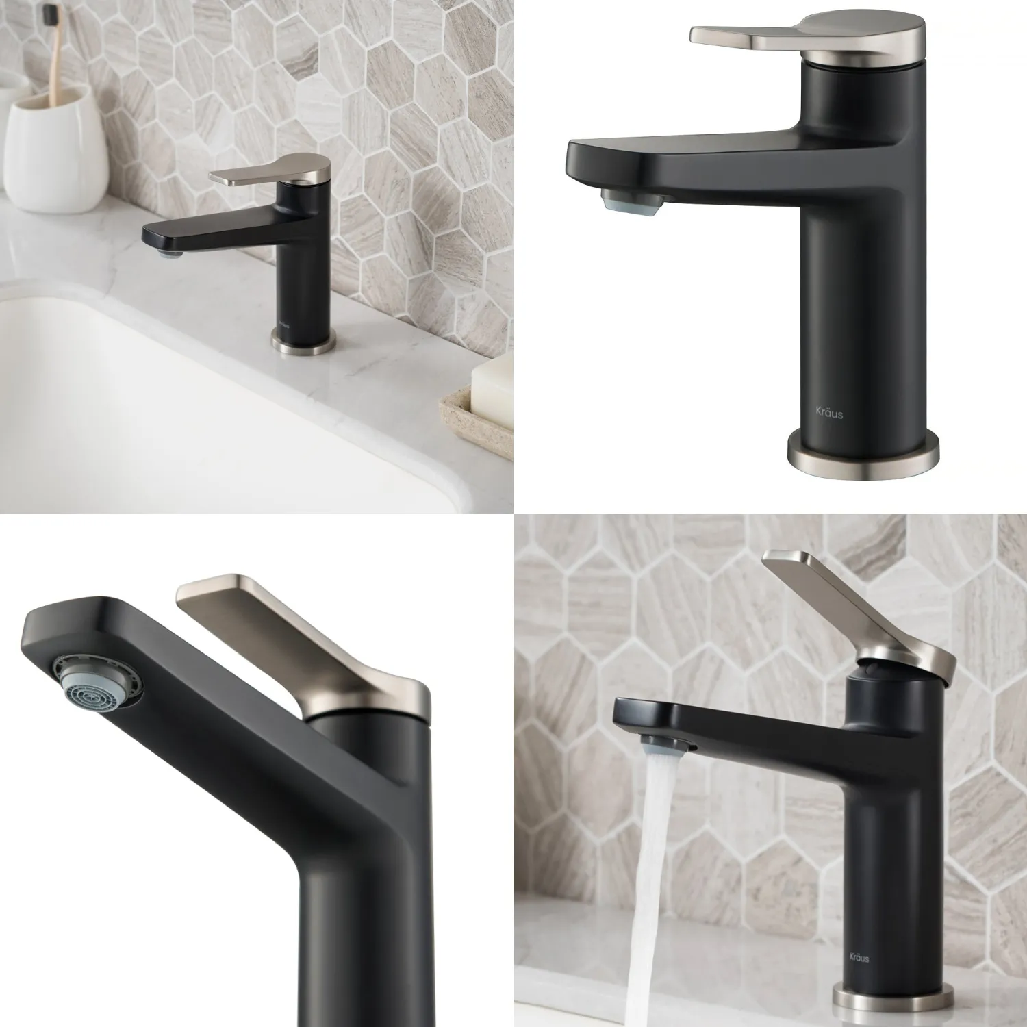 Online Indy Single Handle Bathroom Faucet with Matching Pop-Up Drain in Spot Free Stainless Steel/Matte Black/Matte Black Single Hole