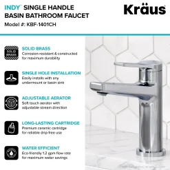 Best Indy Single Handle Bathroom Faucet with Matching Pop-Up Drain in Chrome Single Hole