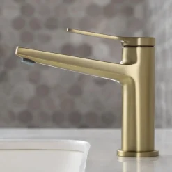 Sale Indy Single Handle Bathroom Faucet in Brushed Gold Single Hole