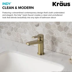 Sale Indy Single Handle Bathroom Faucet in Brushed Gold Single Hole
