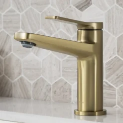 Sale Indy Single Handle Bathroom Faucet in Brushed Gold Single Hole