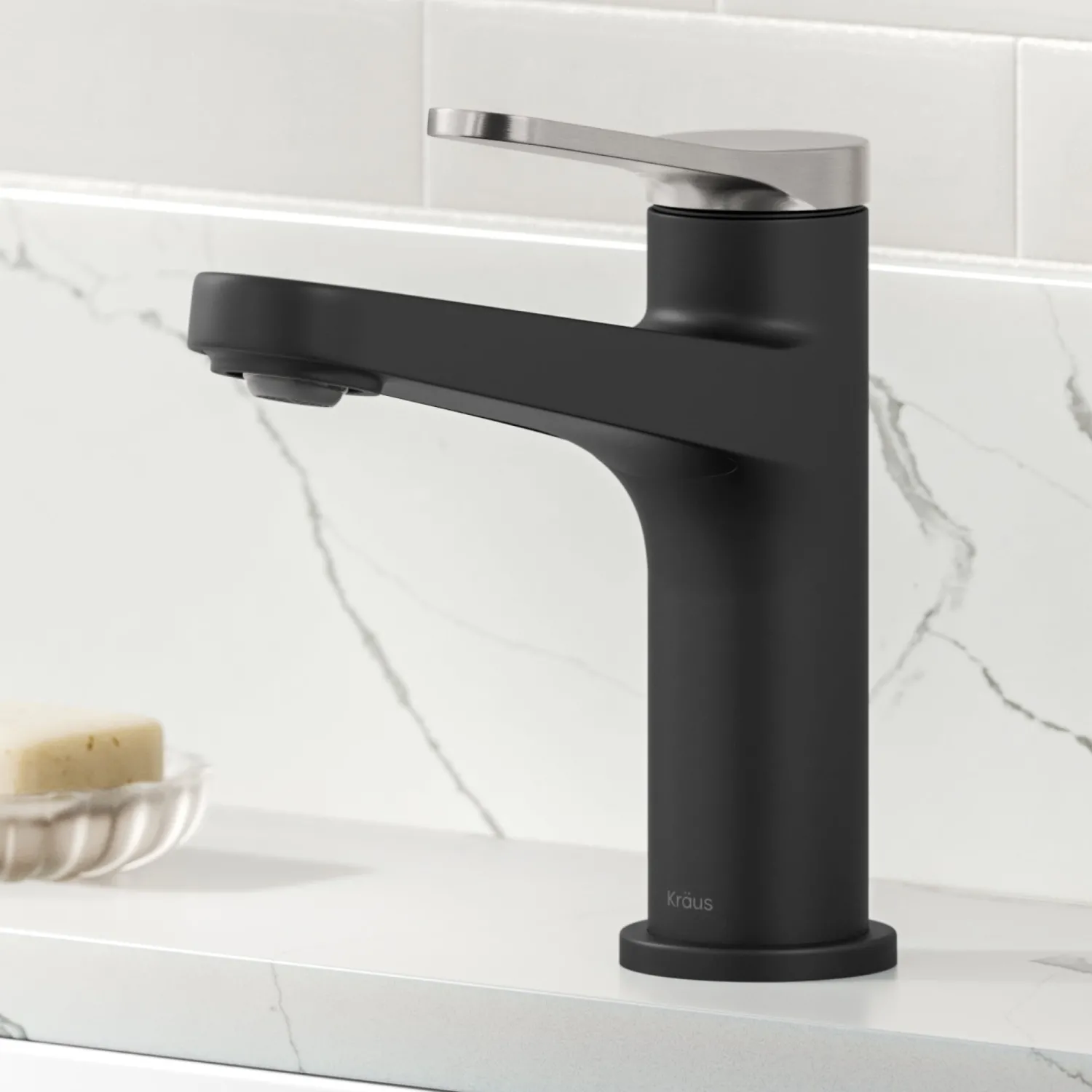 Hot Indy Single Handle Bathroom Faucet in Matte Black with Brushed Nickel Single Hole