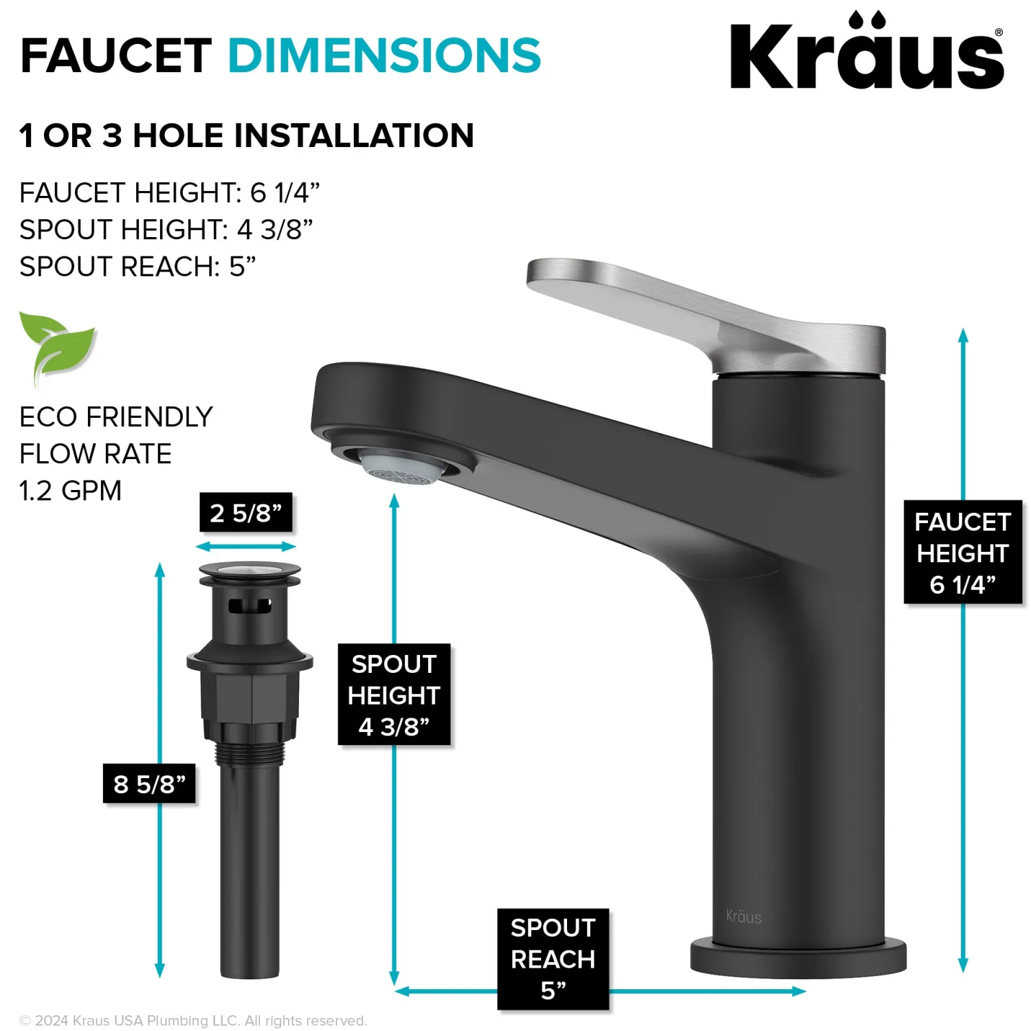 Hot Indy Single Handle Bathroom Faucet in Matte Black with Brushed Nickel Single Hole