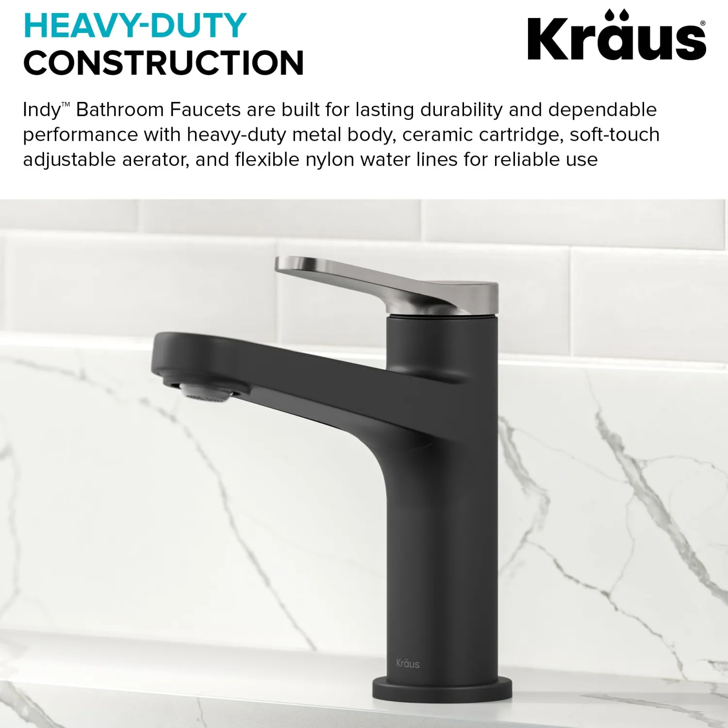 Hot Indy Single Handle Bathroom Faucet in Matte Black with Brushed Nickel Single Hole