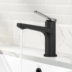 Hot Indy Single Handle Bathroom Faucet in Matte Black with Brushed Nickel Single Hole