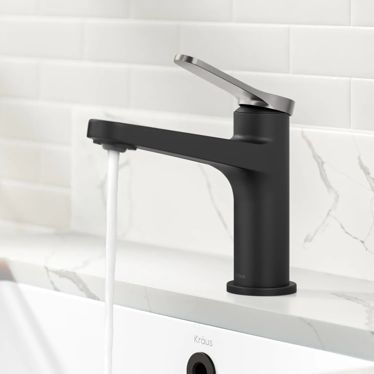 Hot Indy Single Handle Bathroom Faucet in Matte Black with Brushed Nickel Single Hole