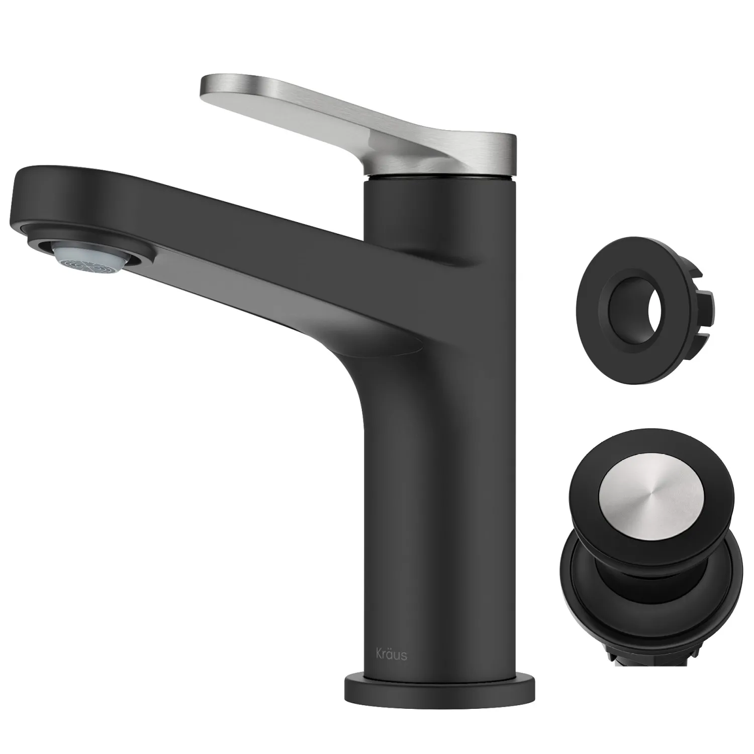 Hot Indy Single Handle Bathroom Faucet in Matte Black with Brushed Nickel Single Hole