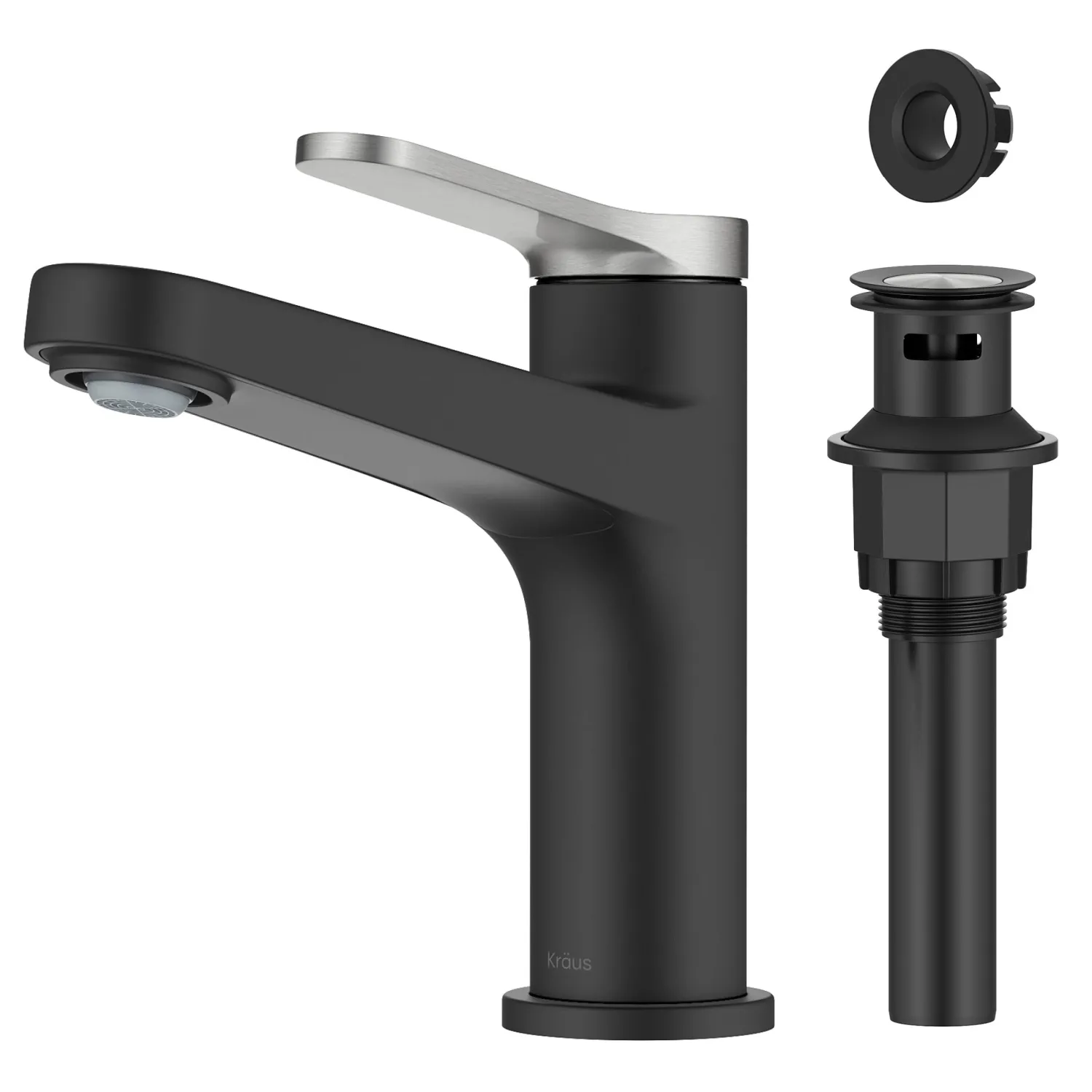 Hot Indy Single Handle Bathroom Faucet in Matte Black with Brushed Nickel Single Hole