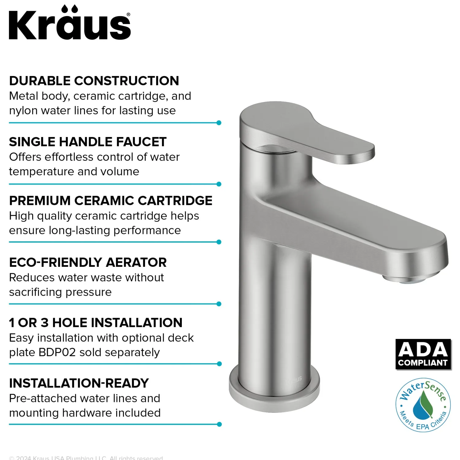 Discount Indy Single Handle Bathroom Faucet in Spot-Free Brushed Nickel Single Hole