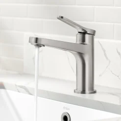 Discount Indy Single Handle Bathroom Faucet in Spot-Free Brushed Nickel Single Hole
