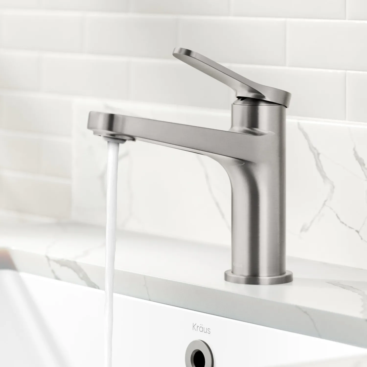 Discount Indy Single Handle Bathroom Faucet in Spot-Free Brushed Nickel Single Hole