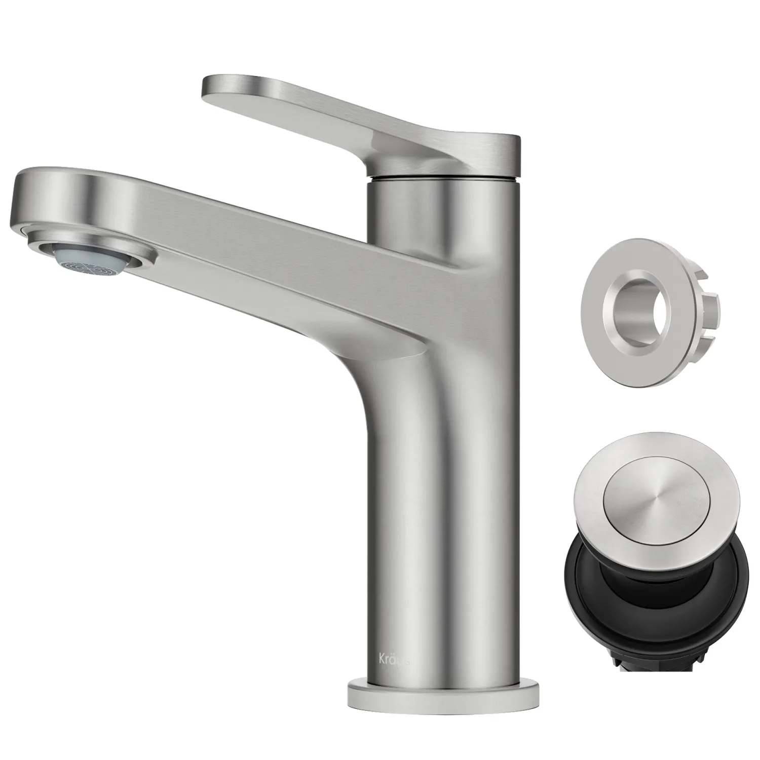 Discount Indy Single Handle Bathroom Faucet in Spot-Free Brushed Nickel Single Hole