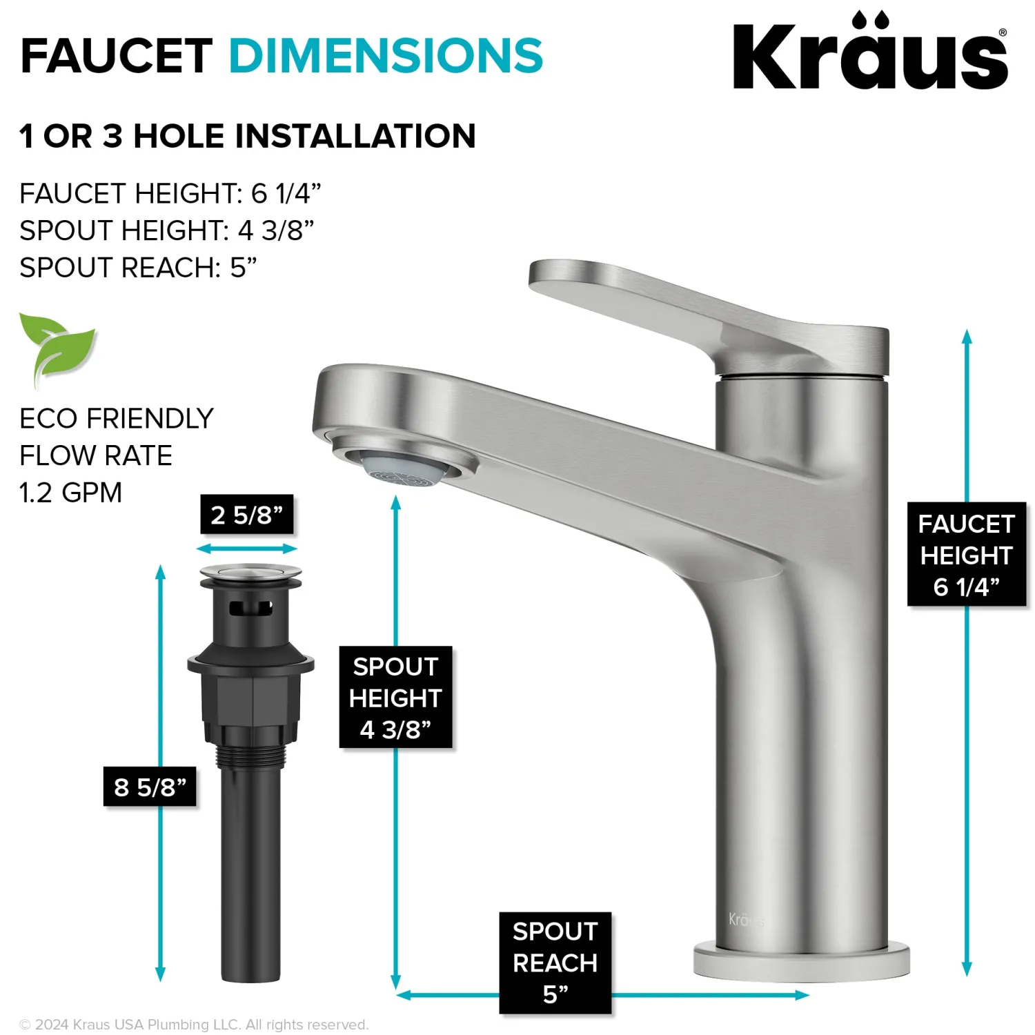 Discount Indy Single Handle Bathroom Faucet in Spot-Free Brushed Nickel Single Hole