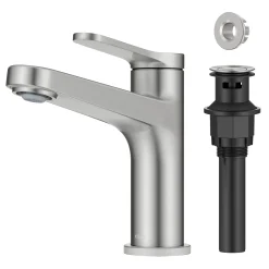 Discount Indy Single Handle Bathroom Faucet in Spot-Free Brushed Nickel Single Hole