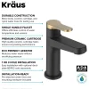 Indy Single Handle Bathroom Faucet in Matte Black with Brushed Brass Single Hole