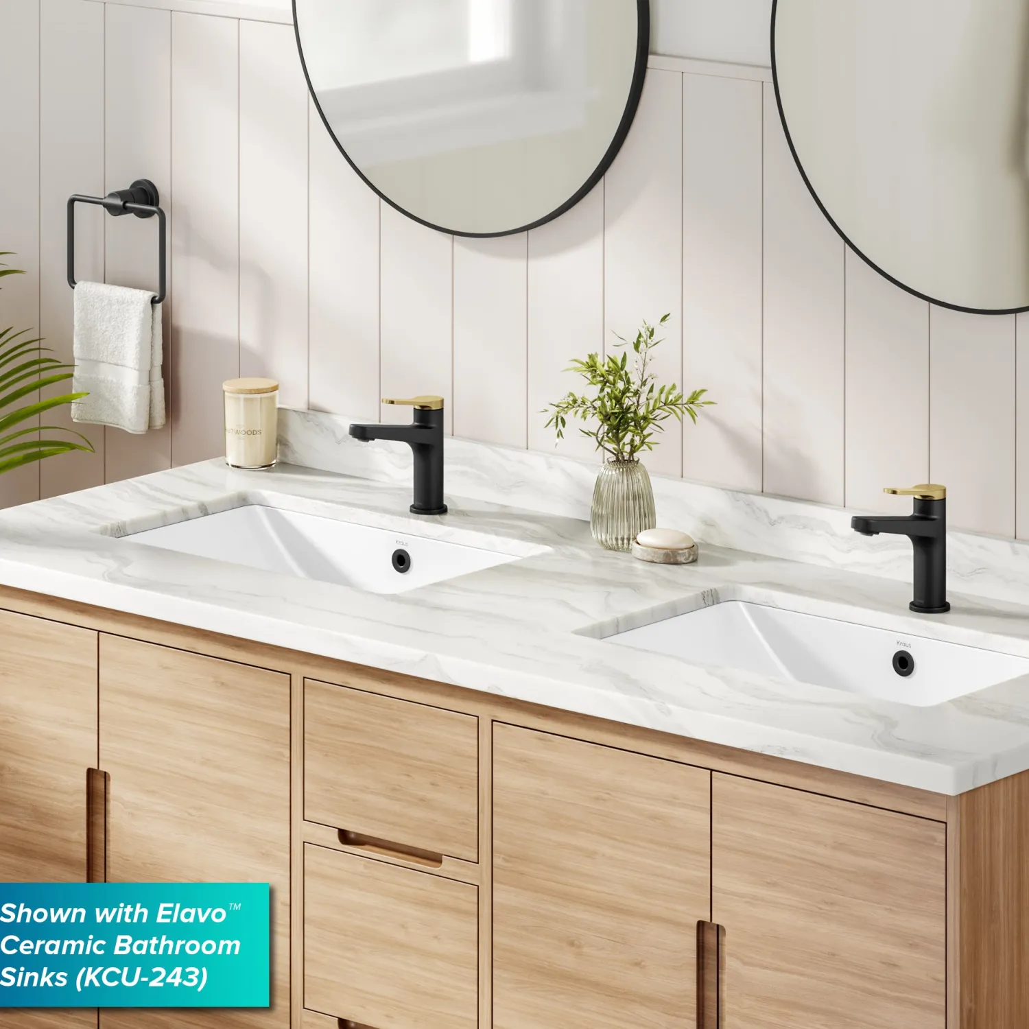 Indy Single Handle Bathroom Faucet in Matte Black with Brushed Brass Single Hole