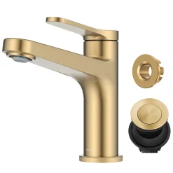 Indy Single Handle Bathroom Faucet in Spot-Free Brushed Brass Single Hole