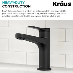 Indy Single Handle Bathroom Faucet in Matte Black Single Hole