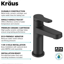 Indy Single Handle Bathroom Faucet in Matte Black Single Hole