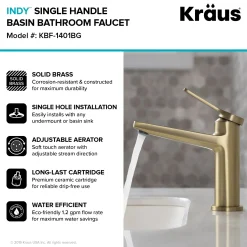 Outlet Indy Single Handle 2-Pack Bathroom Faucet in Brushed Gold Single Hole