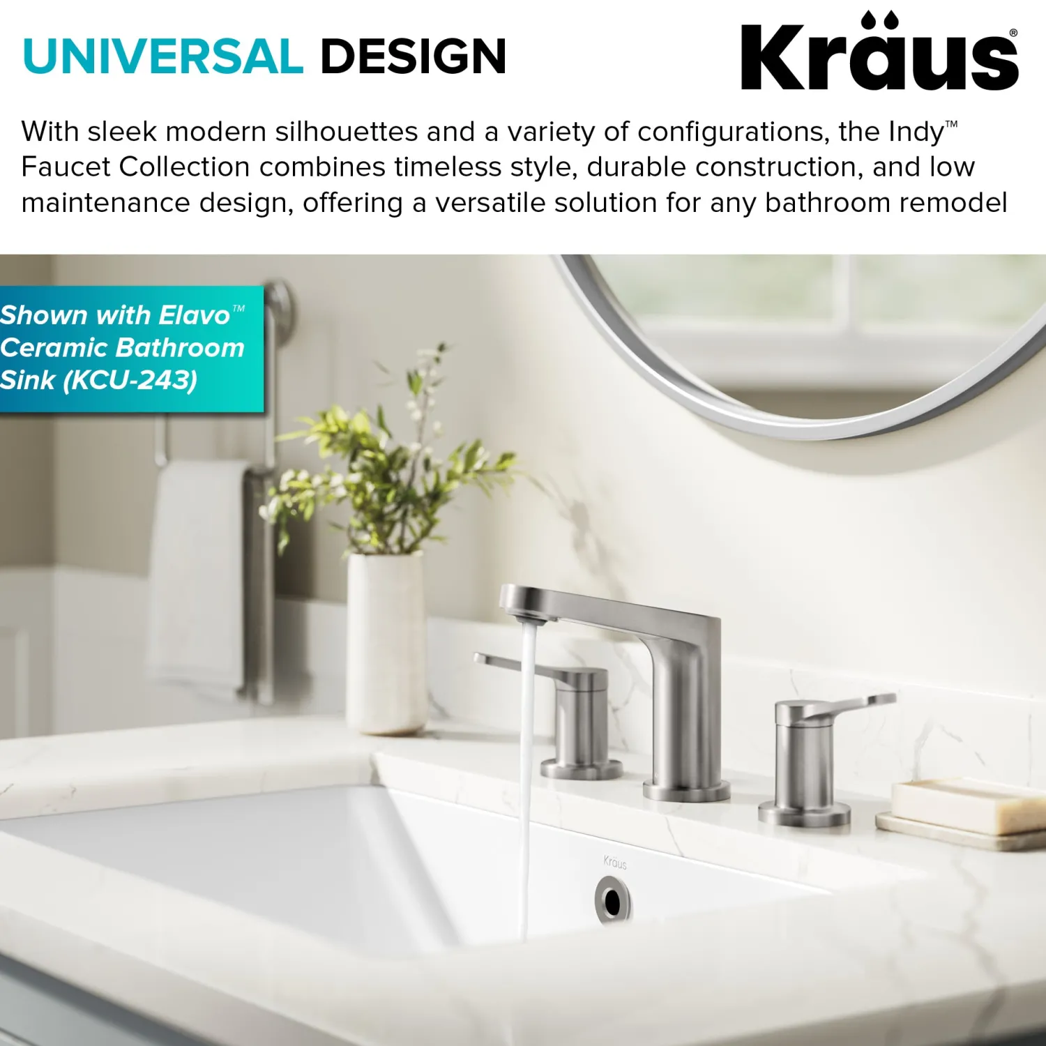 Sale Indy Widespread Bathroom Faucet in Spot-Free Brushed Nickel 8" Widespread
