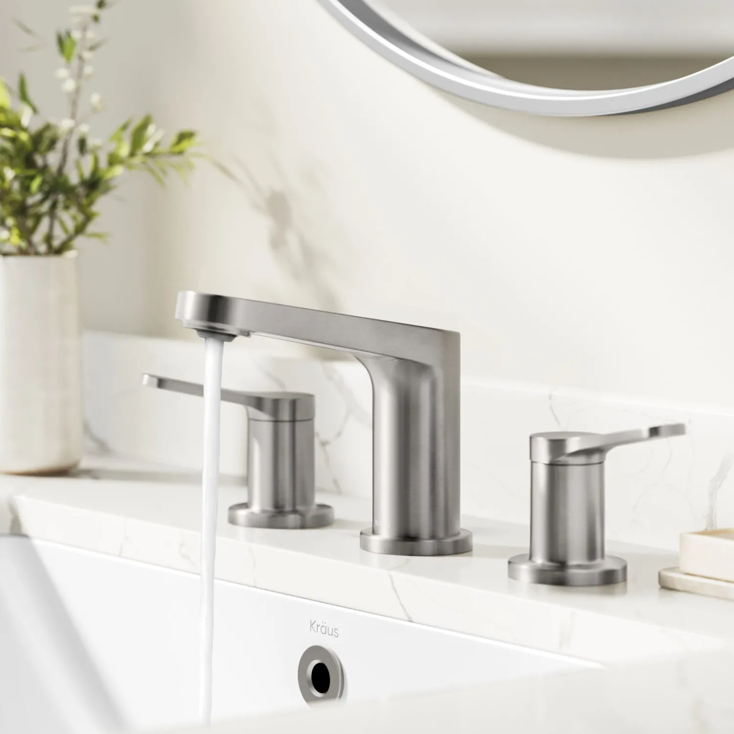 Sale Indy Widespread Bathroom Faucet in Spot-Free Brushed Nickel 8" Widespread
