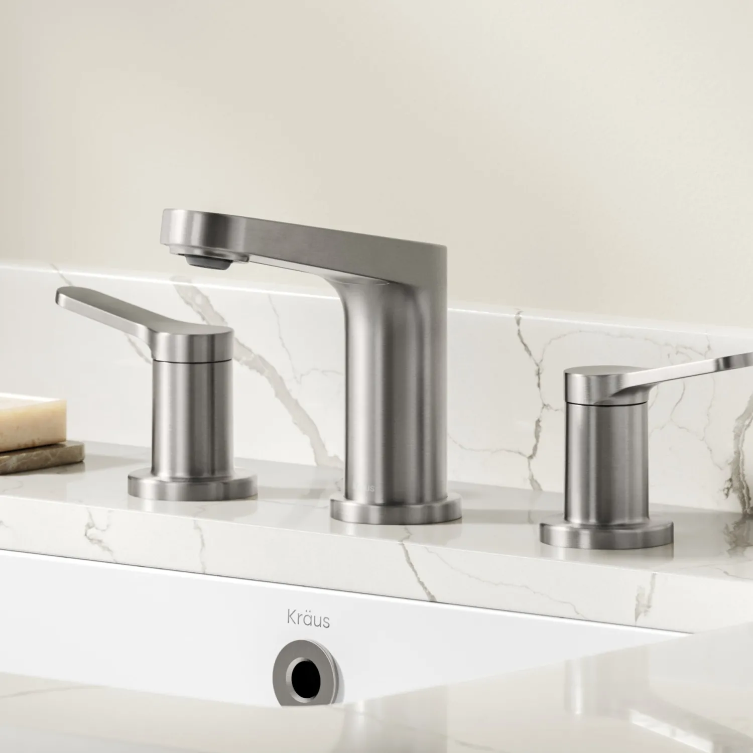 Sale Indy Widespread Bathroom Faucet in Spot-Free Brushed Nickel 8" Widespread