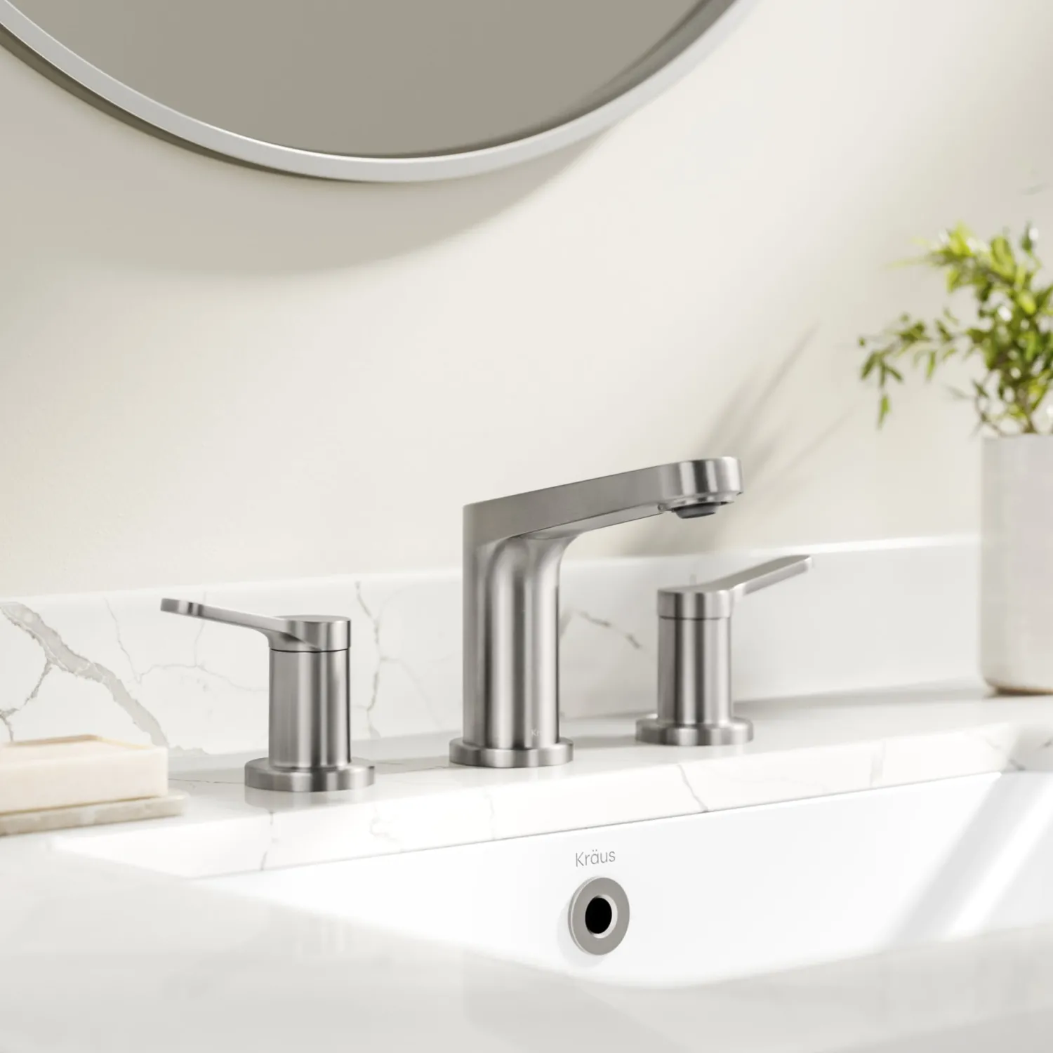 Sale Indy Widespread Bathroom Faucet in Spot-Free Brushed Nickel 8" Widespread