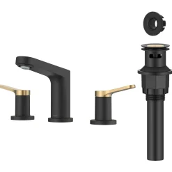 Outlet Indy Widespread Bathroom Faucet in Matte Black with Brushed Brass 8