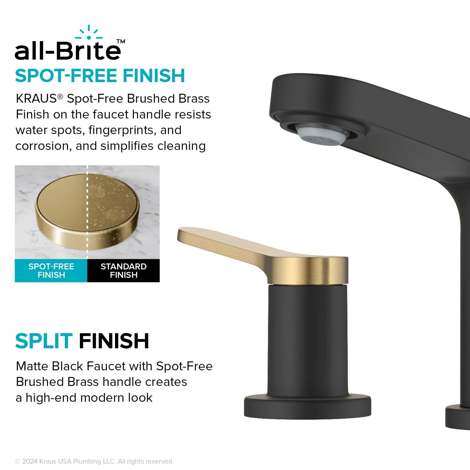 Outlet Indy Widespread Bathroom Faucet in Matte Black with Brushed Brass 8" Widespread