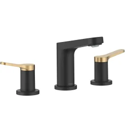 Outlet Indy Widespread Bathroom Faucet in Matte Black with Brushed Brass 8