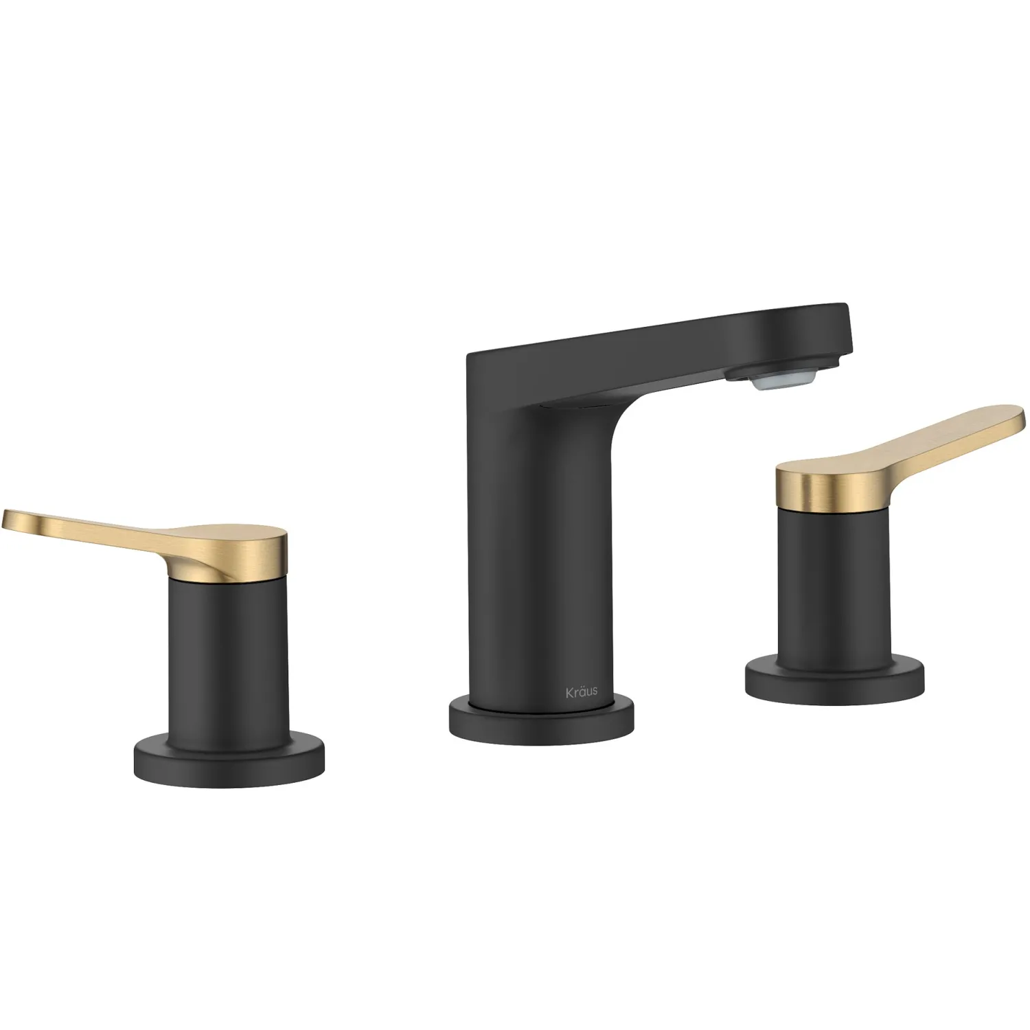 Outlet Indy Widespread Bathroom Faucet in Matte Black with Brushed Brass 8" Widespread