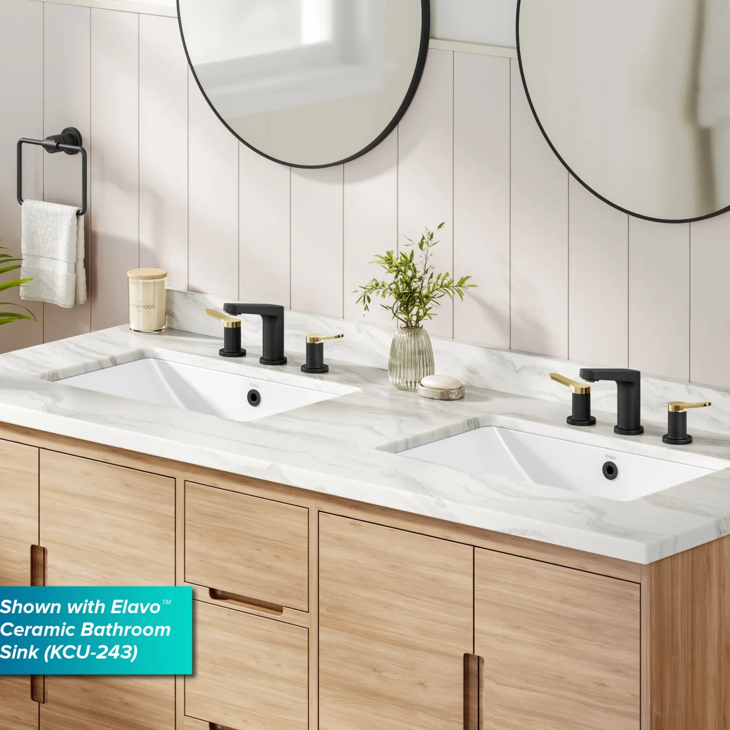 Outlet Indy Widespread Bathroom Faucet in Matte Black with Brushed Brass 8" Widespread