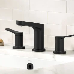 Sale Indy Widespread Bathroom Faucet in Matte Black 8" Widespread