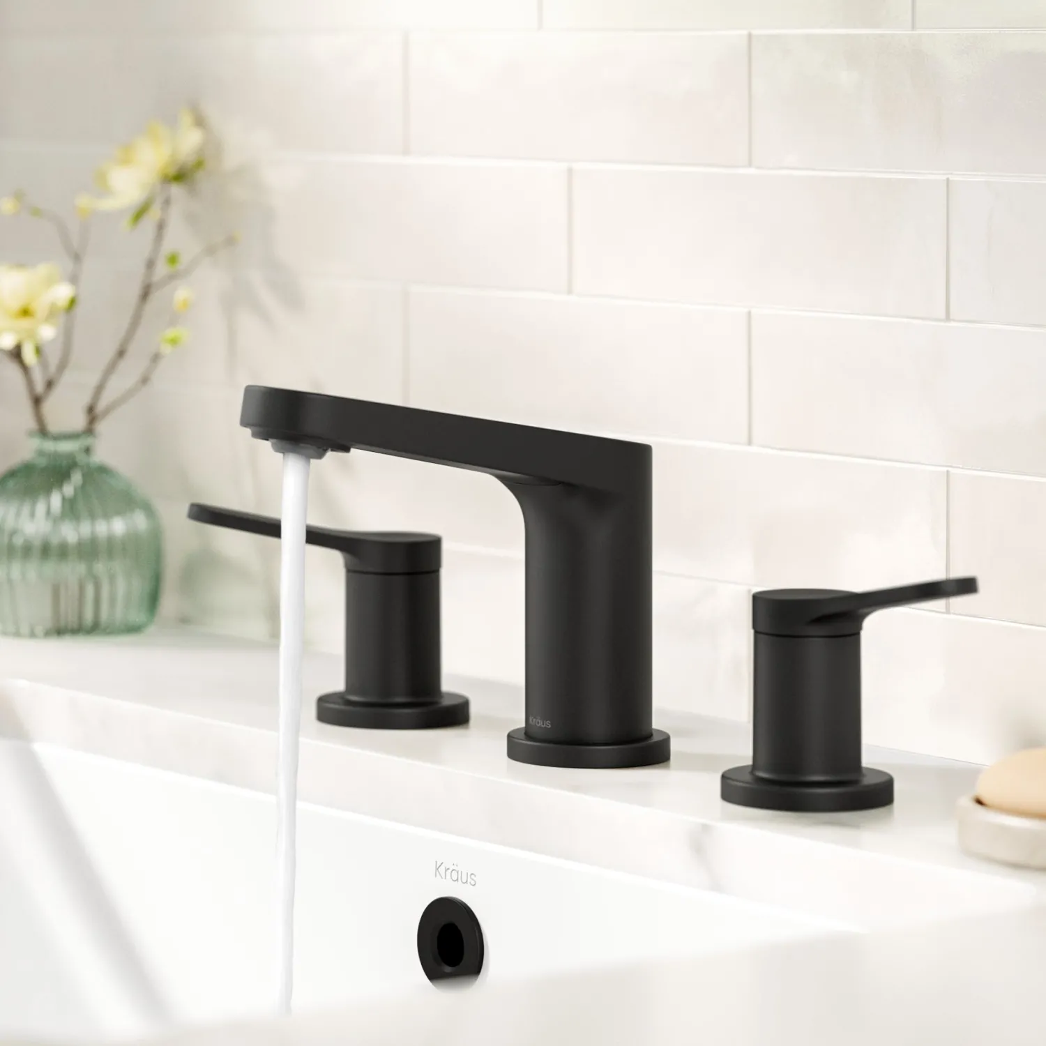Sale Indy Widespread Bathroom Faucet in Matte Black 8" Widespread